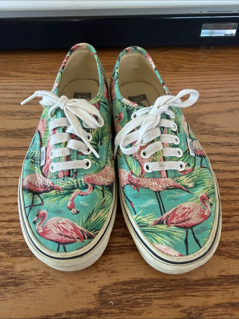 Vans Women’s Pink Flamingo Canvas Sneakers in Teal and Pink